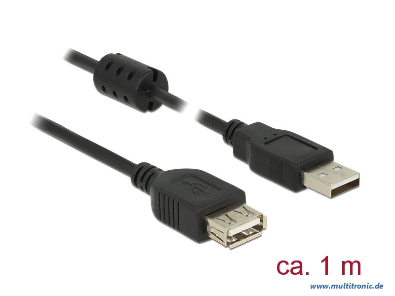 DELOCK Verlängerungskabel USB 2.0 Typ-A Stecker > USB 2.0 Typ-A Buchse 1,0 m schwarz