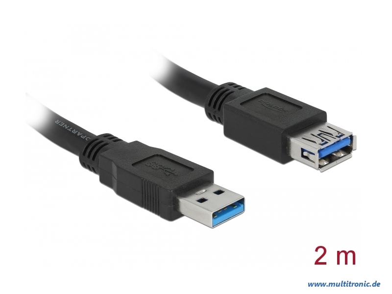 DELOCK Verlängerungskabel USB 3.0 Typ-A Stecker > USB 3.0 Typ-A Buchse 2,0 m schwarz